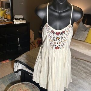 Embroidered Cream Mini Sundress